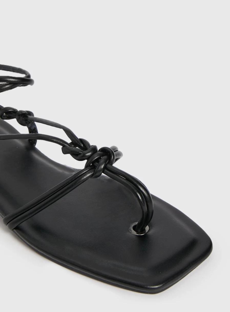 Tu Women's Black Ankle Tie Sandals - Stylish Summer Strappy Heels