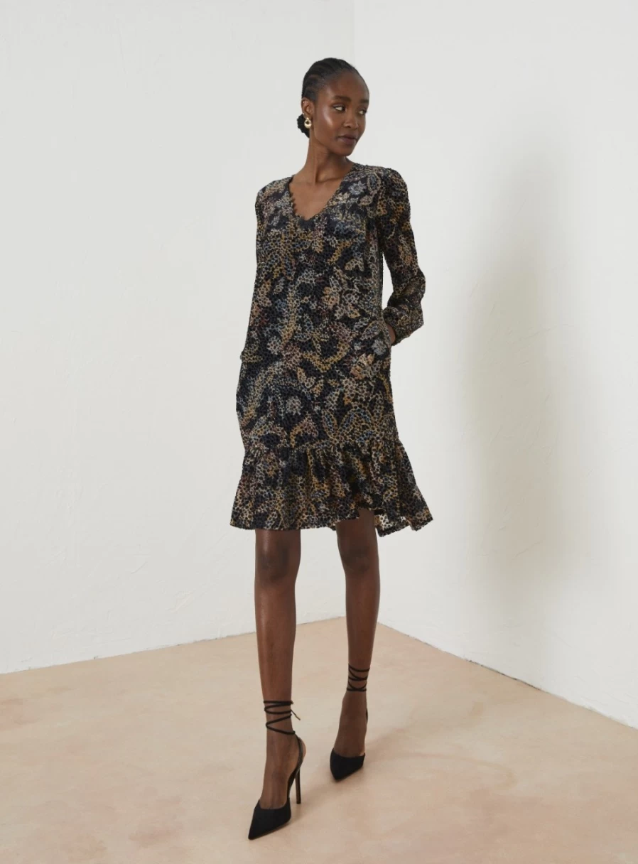 FatFace Women's Floral Devore Swing Dress - Poplar Print Size 16