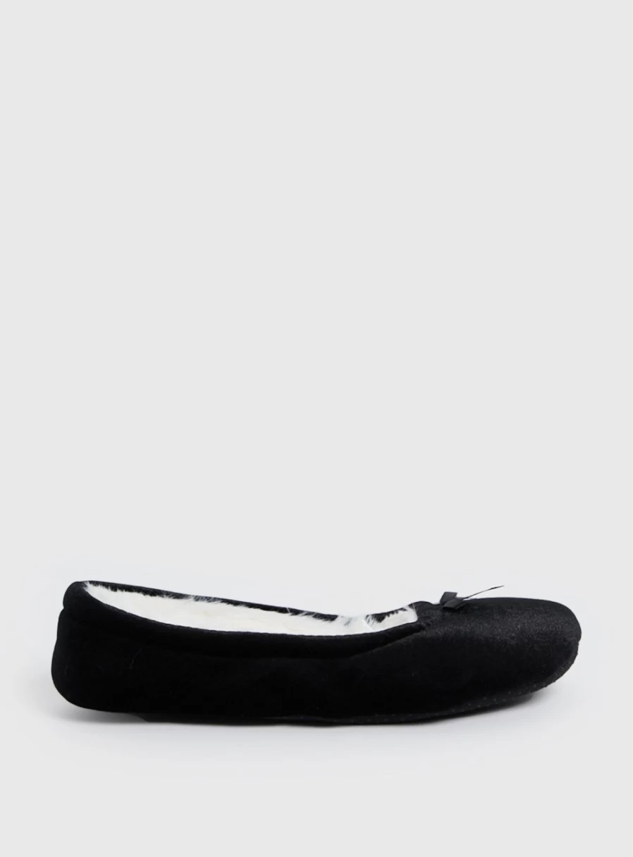 Tu Women's Black Velour Ballet Flats - Soft Comfortable Ballerina Slippers Size 7