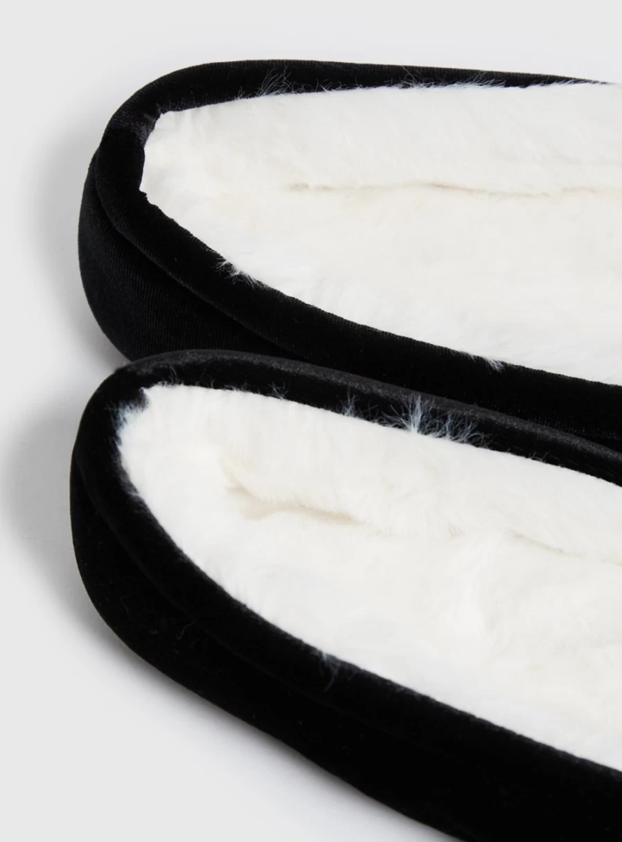 Tu Women's Black Velour Ballet Flats - Soft Comfortable Ballerina Slippers Size 7