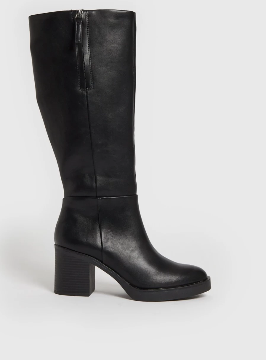 Tu Women's Black Faux Leather Block Heel Ankle Boots - Size 8
