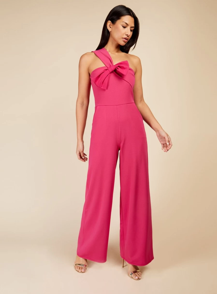 Little Mistress Women's Pink Bow Jumpsuit - Elegant One-Piece Romper Style 18