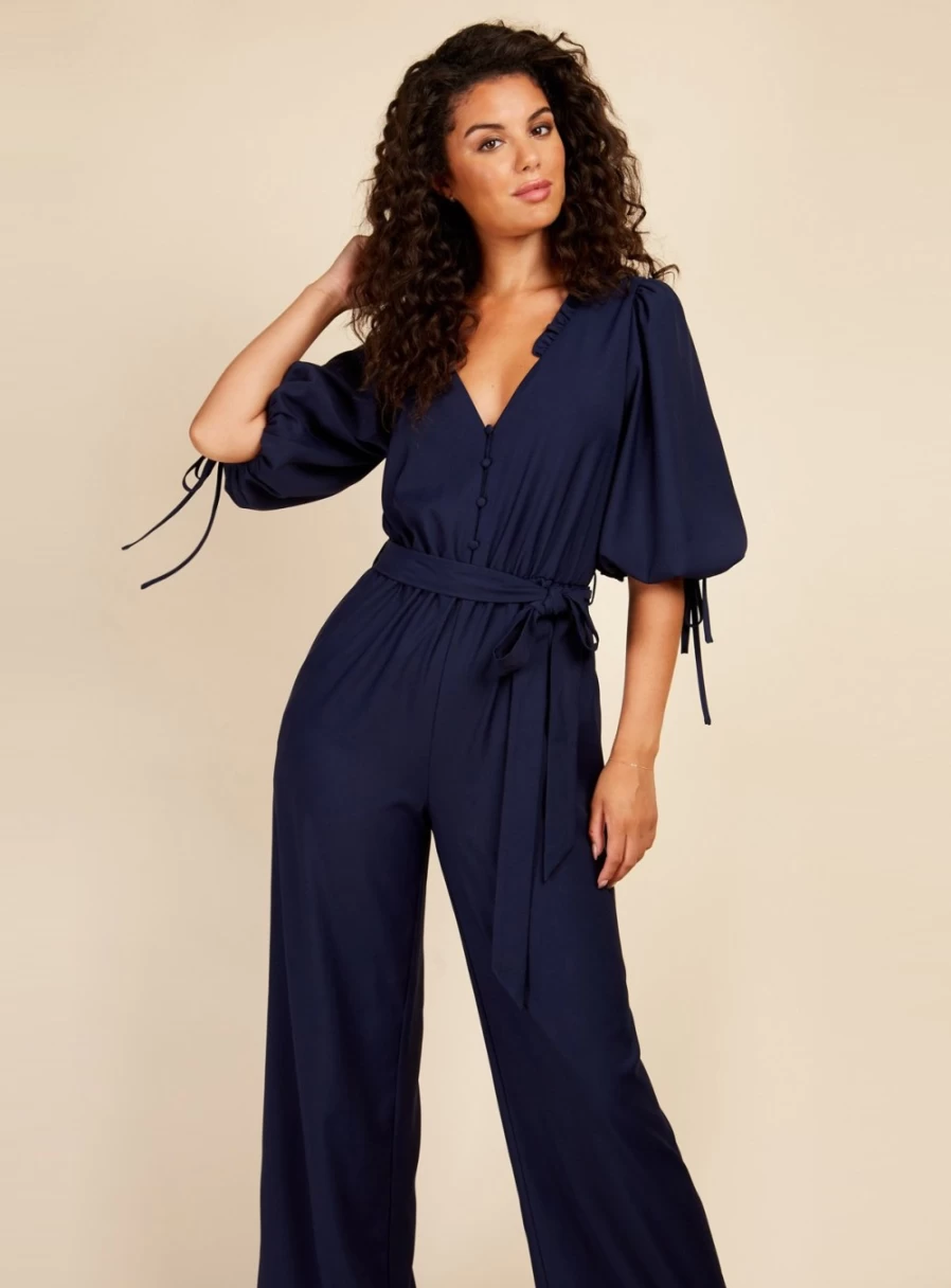 Little Mistress Women's Navy Blue Jumpsuit - Size 10 | Stylish Romper for Women