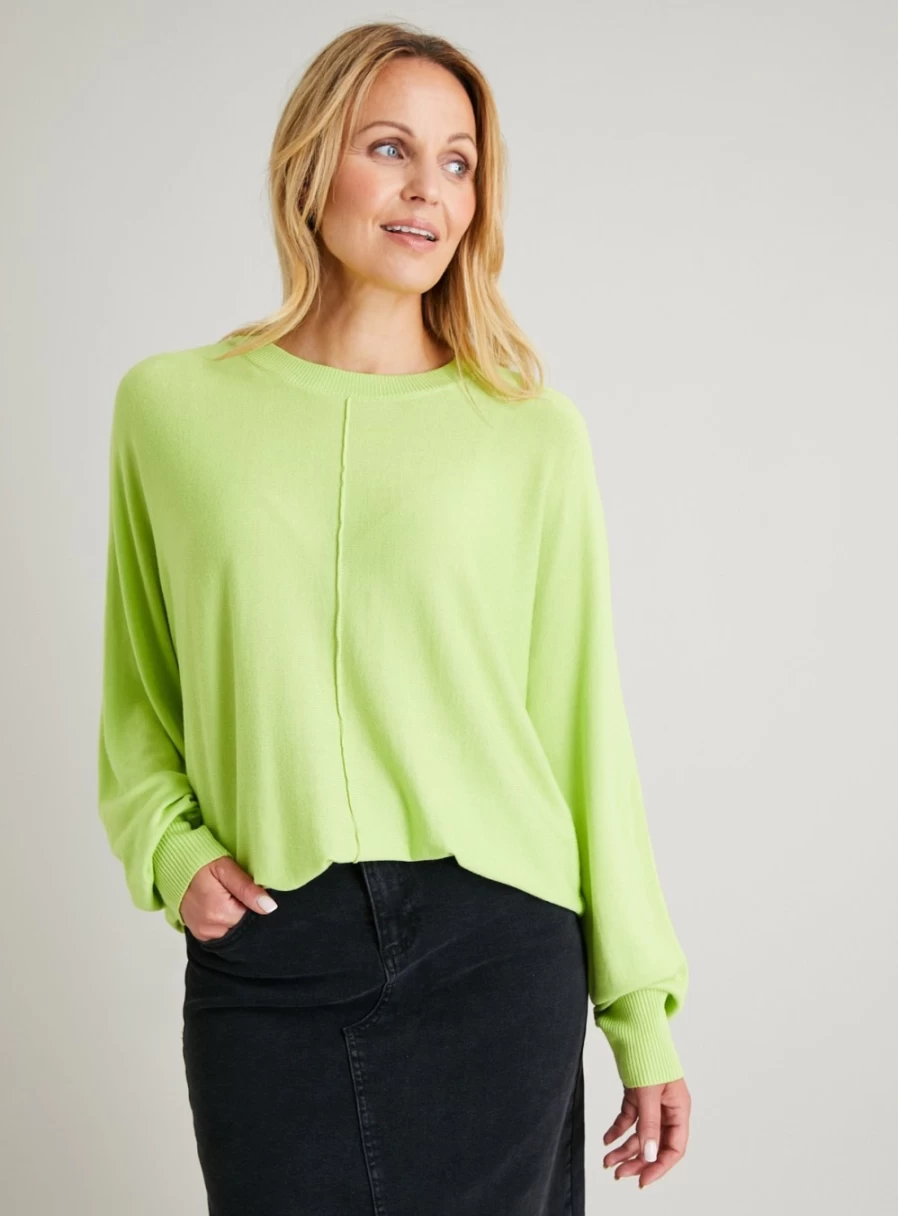 Tu Women's Lime Green Oversized Batwing Sleeve Jumper - Casual Knit Sweater Size 8