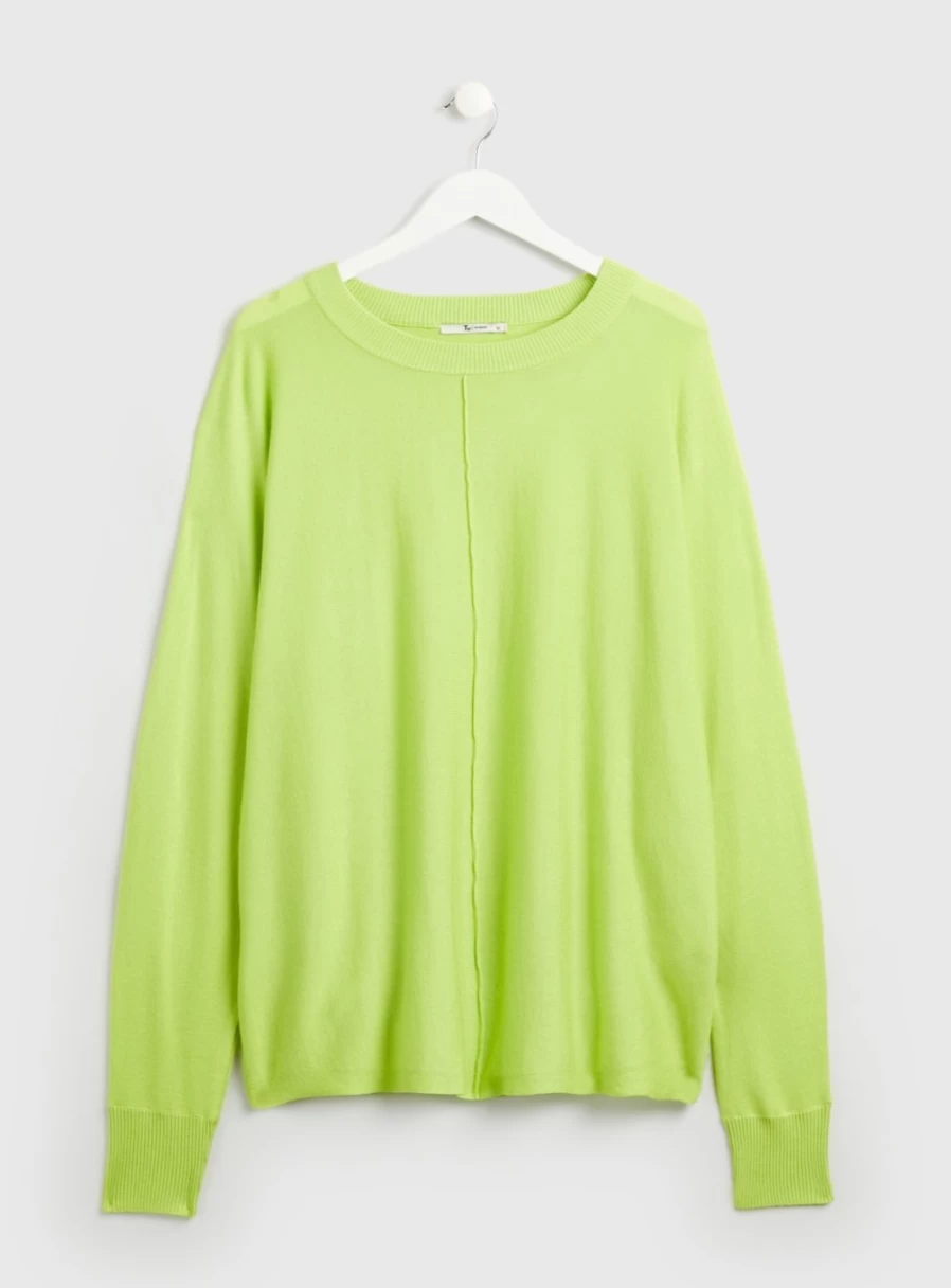 Tu Women's Lime Green Oversized Batwing Sleeve Jumper - Casual Knit Sweater Size 8