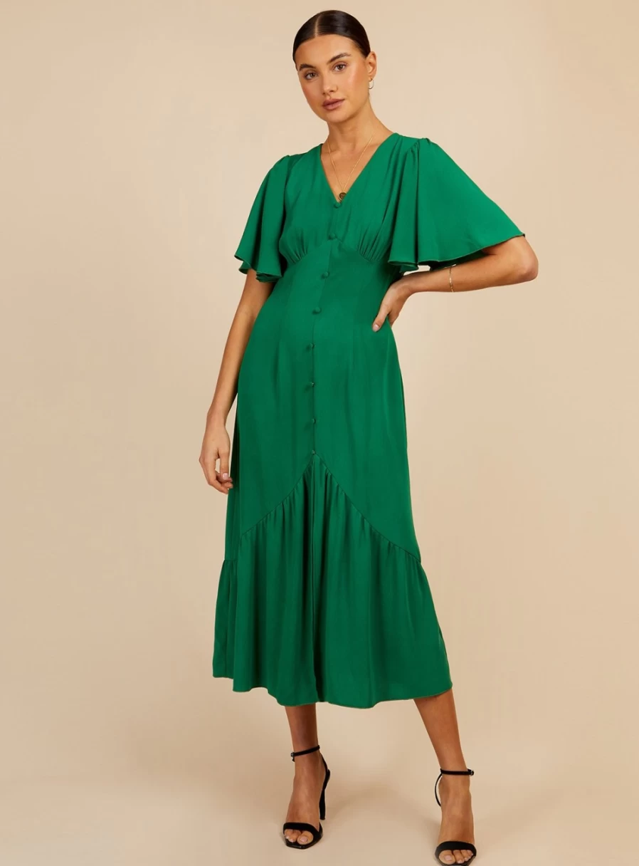 "Vogue Williams Green Midaxi Dress for Women – Stylish 10-Inch Midi Length"