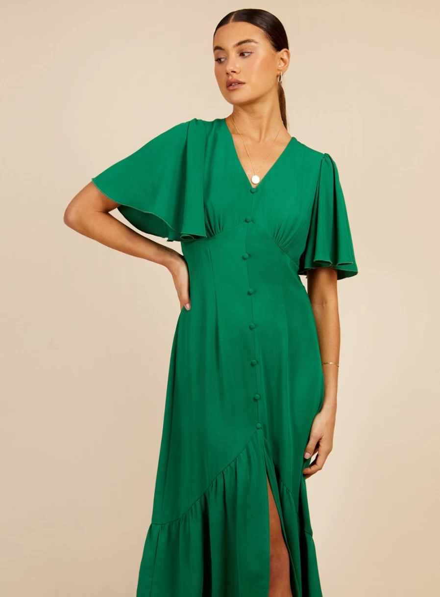 "Vogue Williams Green Midaxi Dress for Women – Stylish 10-Inch Midi Length"