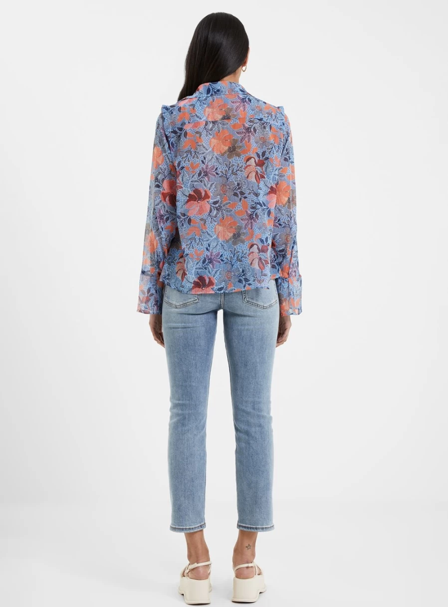 French Connection Women's Adalina Hallie Long Sleeve Popover Shirt - XL, Casual Chic Blouse for Women