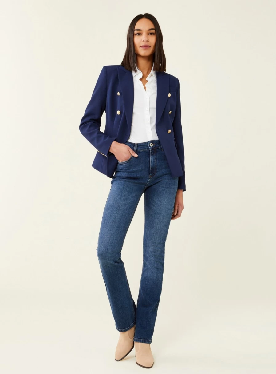 Finery Women's Navy Blue Lydia Jacket - Size 14 Stylish Outerwear Coat