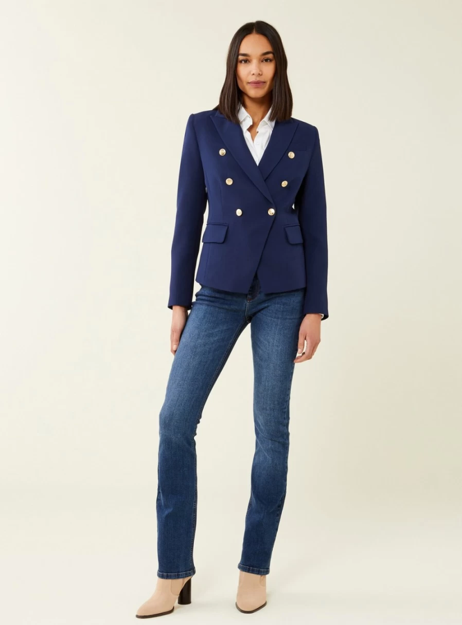 Finery Women's Navy Blue Lydia Jacket - Size 14 Stylish Outerwear Coat