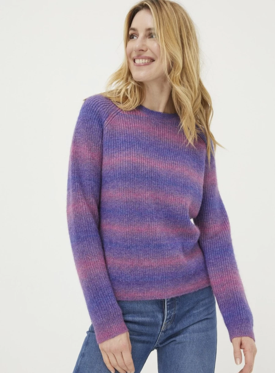 FatFace Women's Ombre Stripe Crew Neck Jumper - Soft Knit Sweater for Women