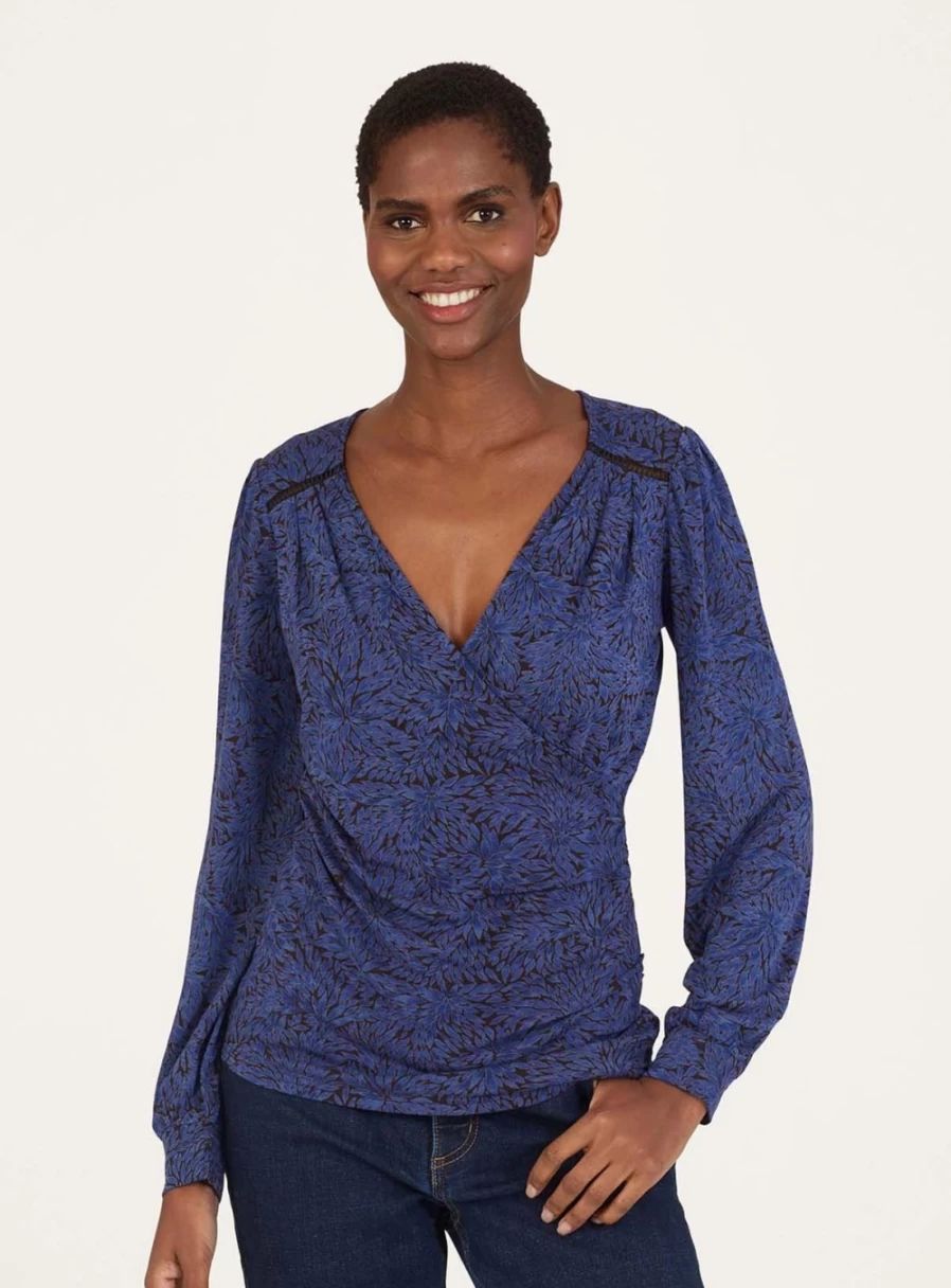 Thought Women's Adoette Lenzing Ecovero Printed Wrap Top - Sustainable Viscose Blouse