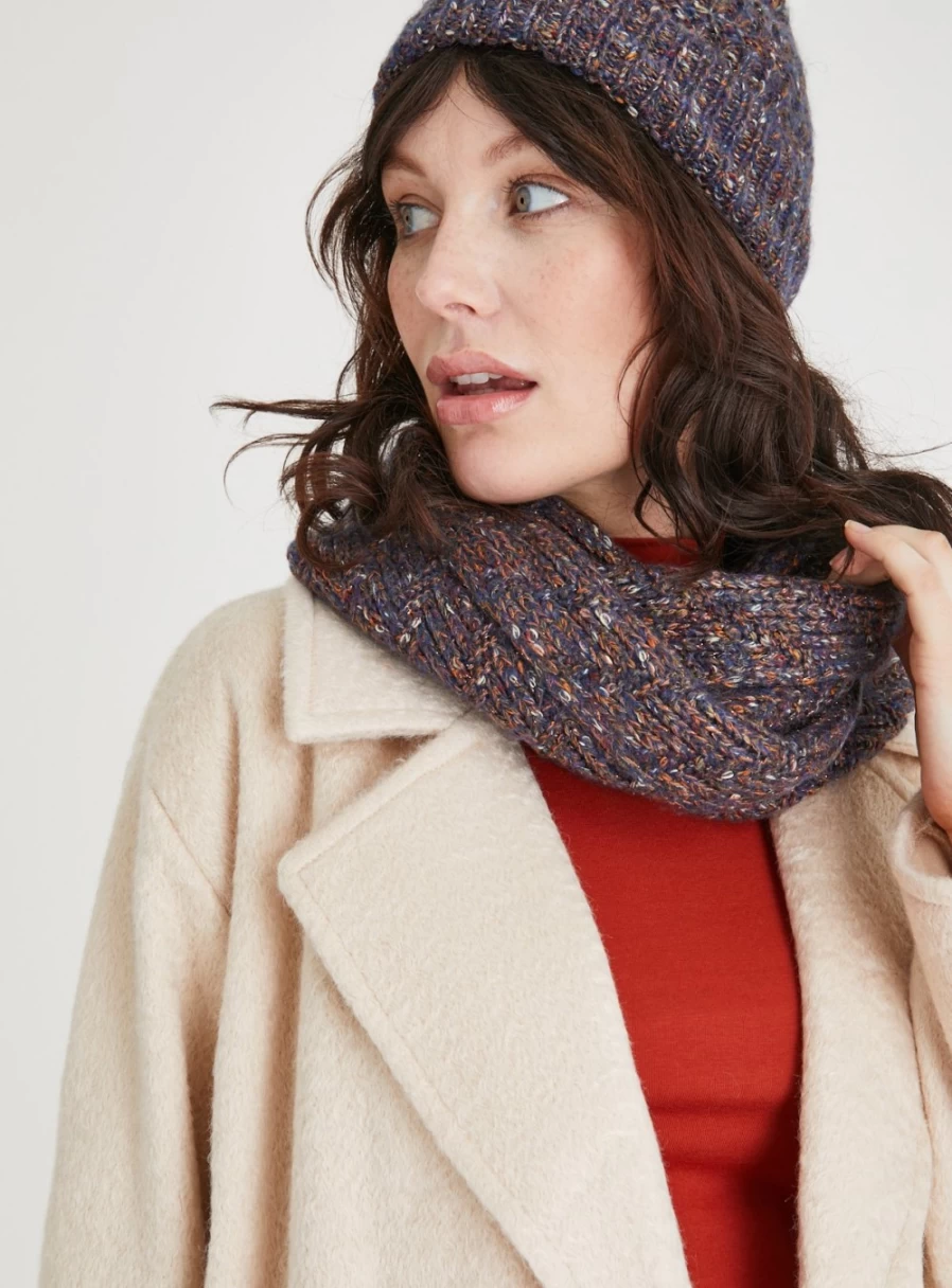 Tu Women's Navy Sparkle Flecked Yarn Coord Snood - One Size Cozy Winter Accessory
