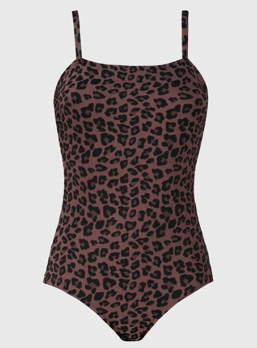 Tu Women's Plum Animal Print Textured Swimsuit - Stylish One-Piece Bathing Suit Size 12