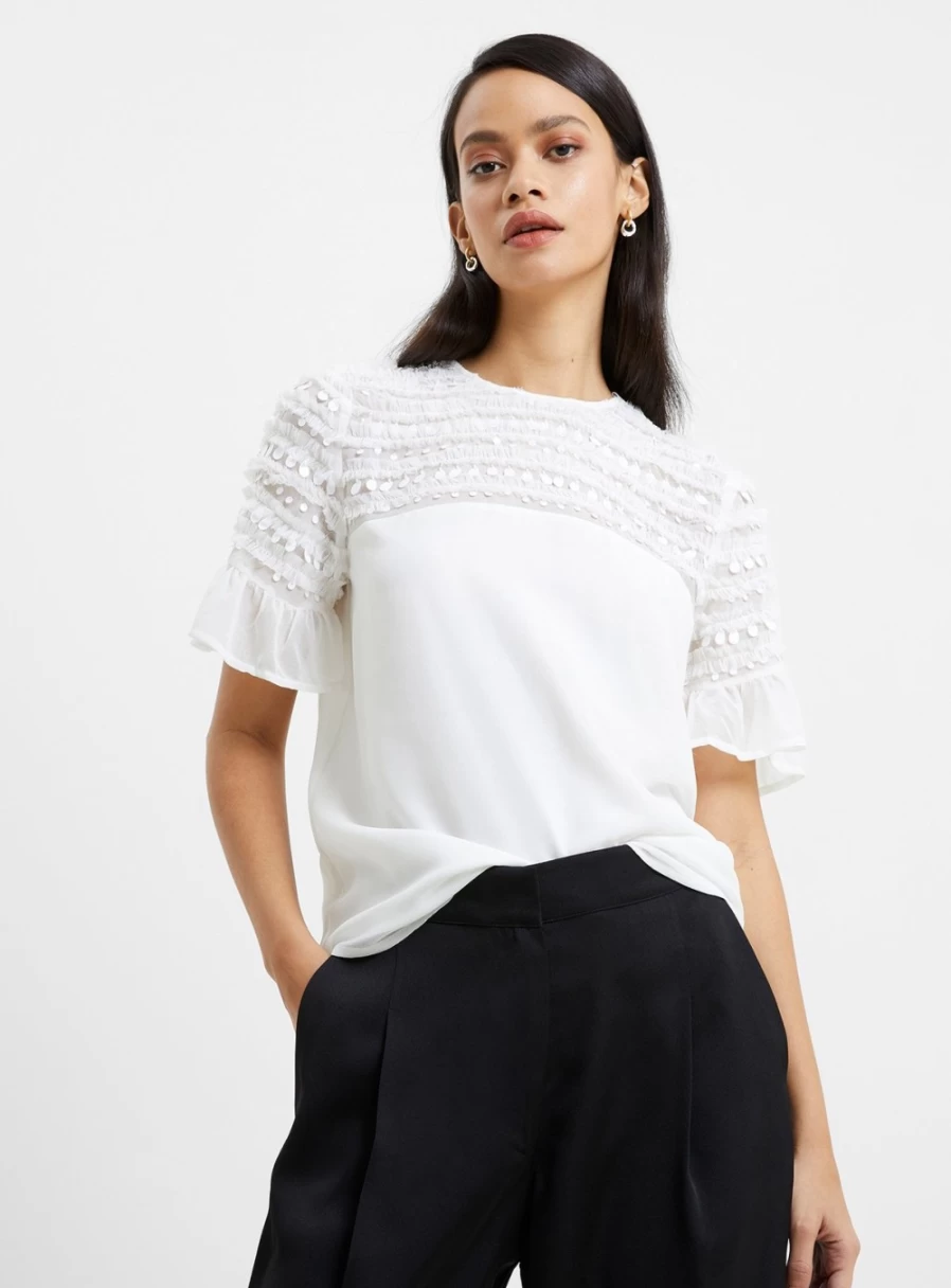 French Connection Women's Carina Embellished Top - Stylish Blouse for Women