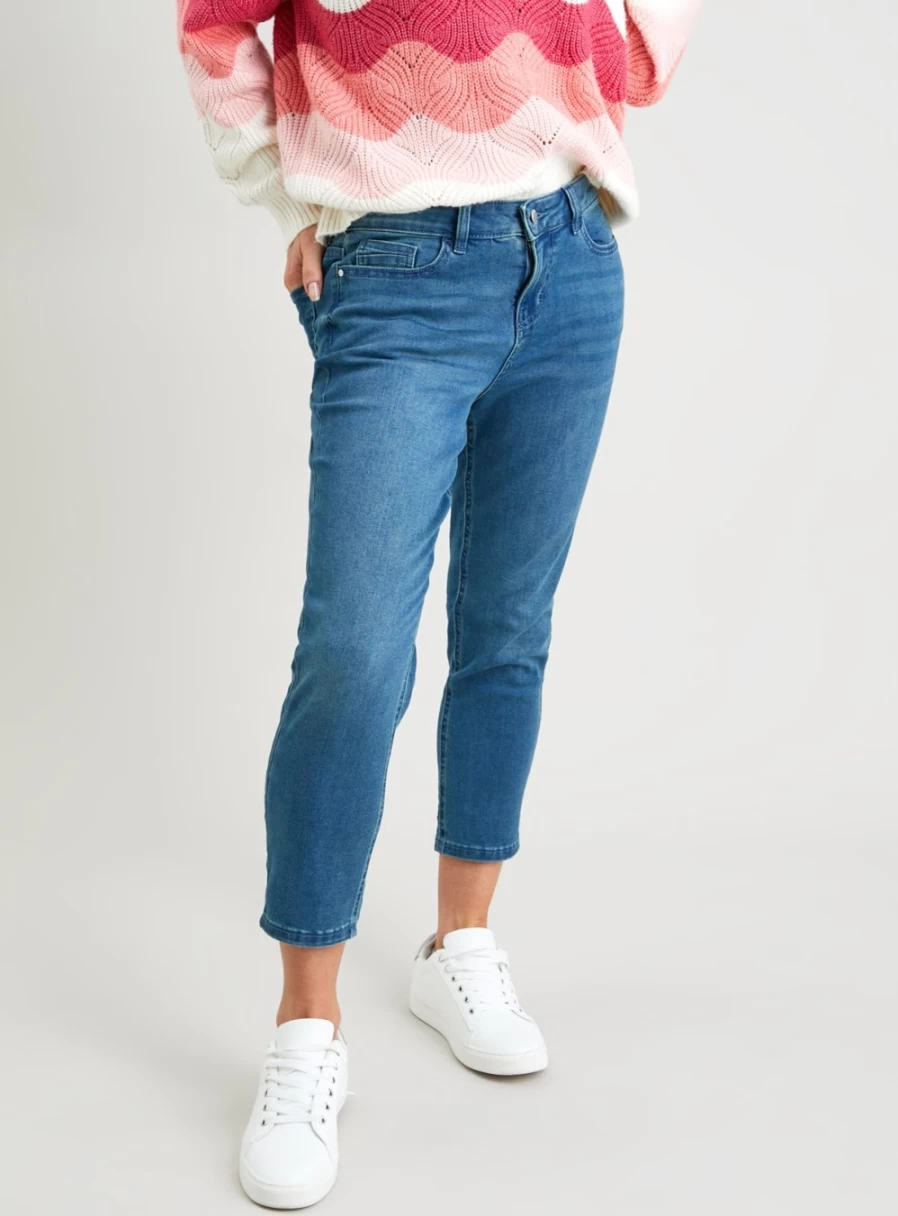 Tu Women's Blue Denim Slim Crop Jeans - Green Wash Style Size 20