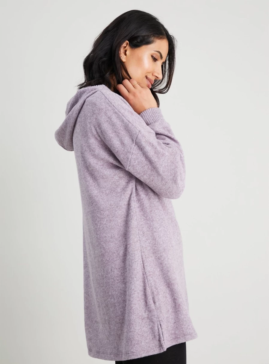 Tu Women's Lilac Longline Soft Touch Hoodie - Cozy Oversized Pullover for Casual Wear