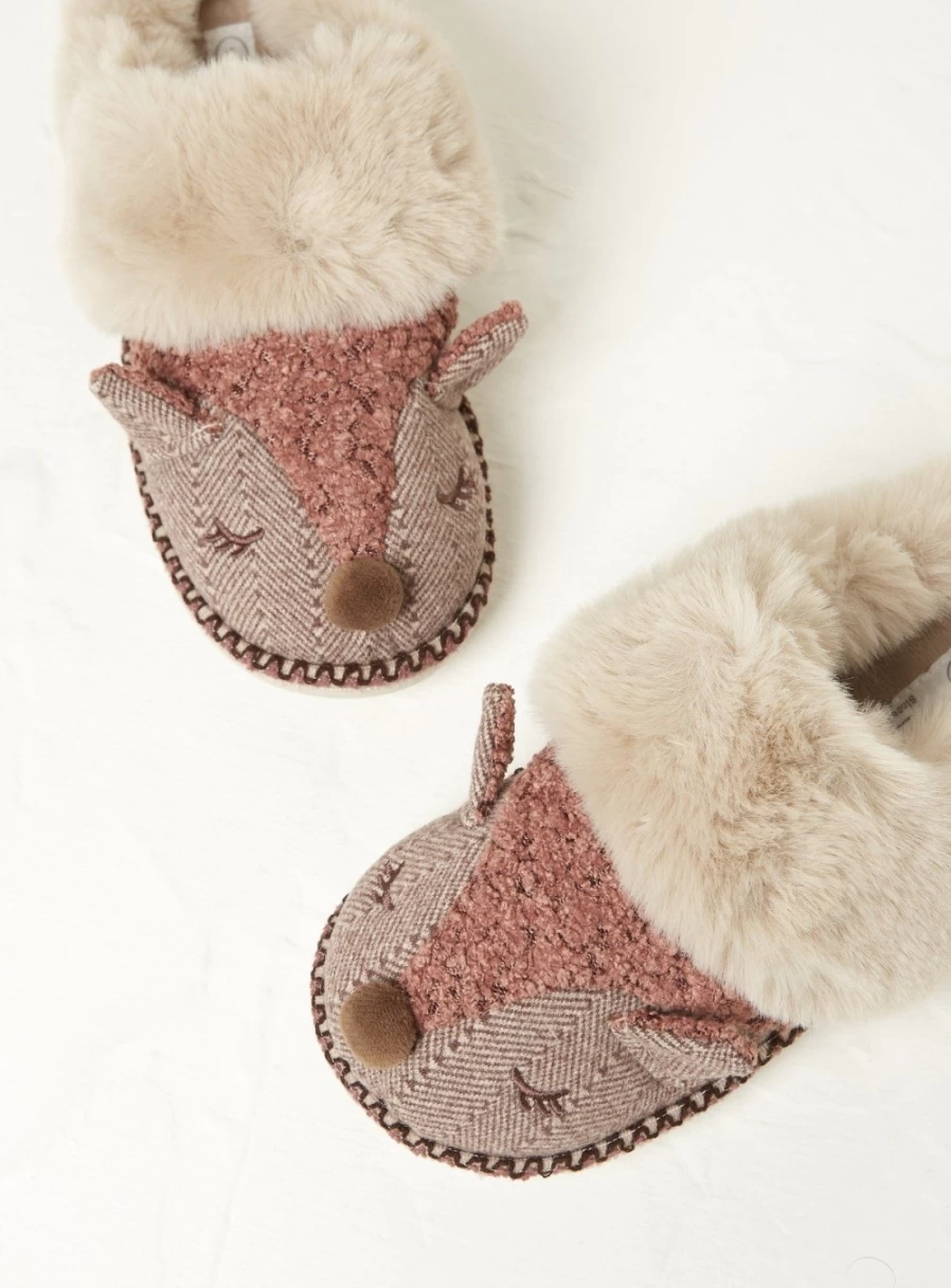 FatFace Women's Felicity Fox Slippers - Cozy Animal Design House Shoes