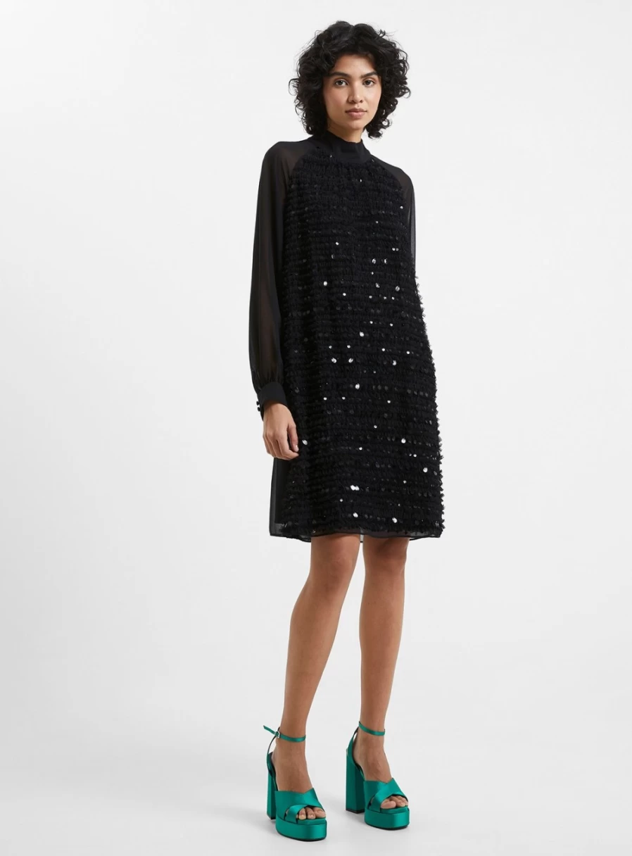French Connection Women's Carina Embellished Dress - Elegant Sequined Party Gown