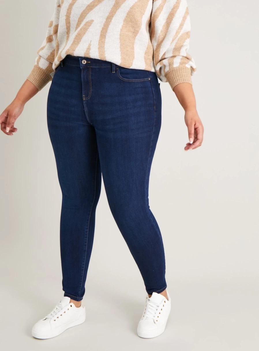 Tu Women's Dark Denim 4-Way Stretch Skinny Jeans - Comfortable Slim Fit Size 8L