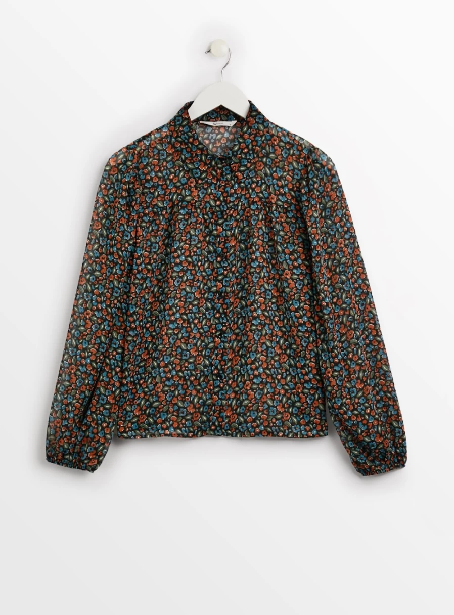 "Tu Women's Floral Print Sheer Blouse - Style 14"