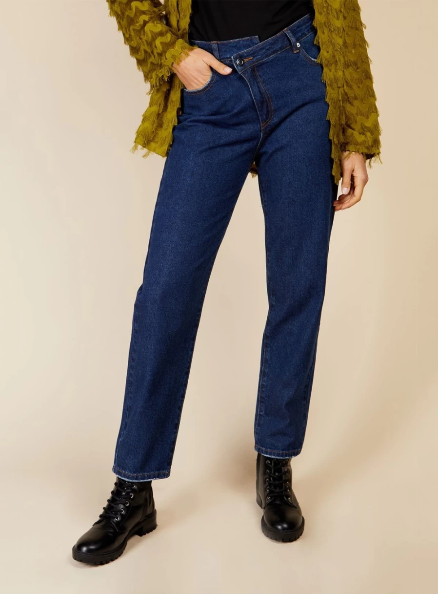 Vogue Williams Women's Indigo Asymmetrical Jeans Size 8 Denim Bottoms