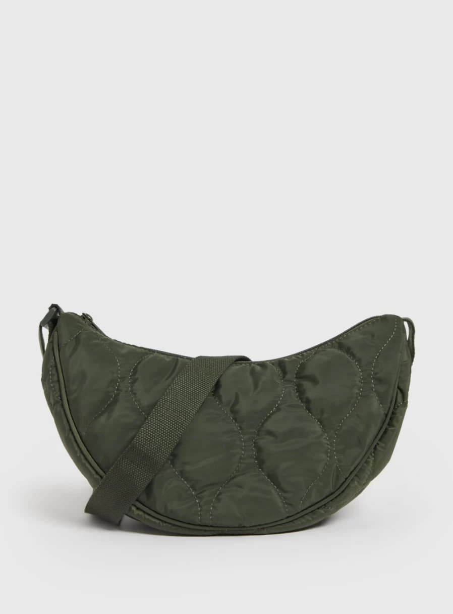 "Tu Women's Khaki Half Moon Quilted Crossbody Bag - One Size"