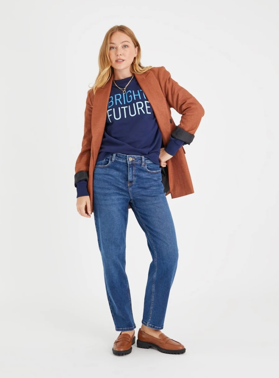 "TU Women's Navy Bright Future Oversized Sweatshirt - XXL Cozy Pullover"