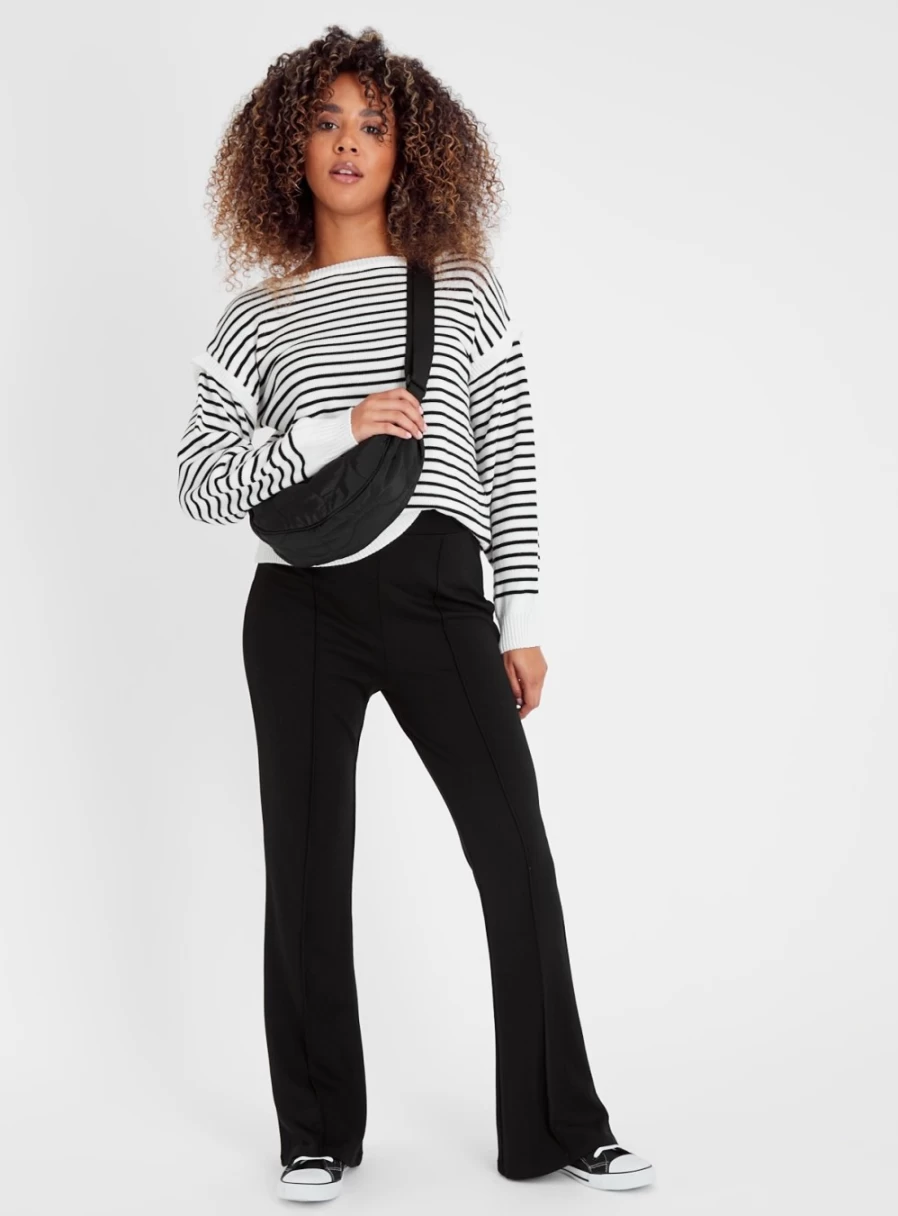 "TU Women's Black Flared Leggings - High Waist Yoga Pants for Comfort & Style"