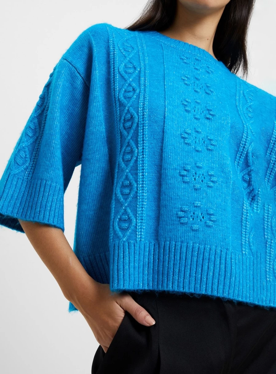 French Connection Women's Kitty Half Sleeve Jumper - XL Cozy Knit Sweater