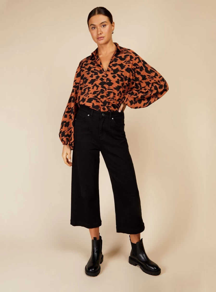 Vogue Williams Women's Black Wide Leg Jeans - Size 12 High Waist Bootcut Denim Pants