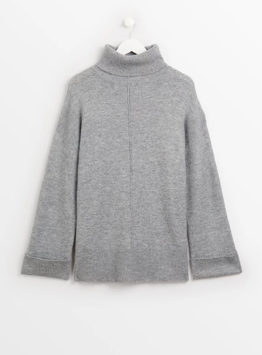 Tu Women's Grey Oversized Roll Neck Jumper - Soft Chunky Knit Sweater 16