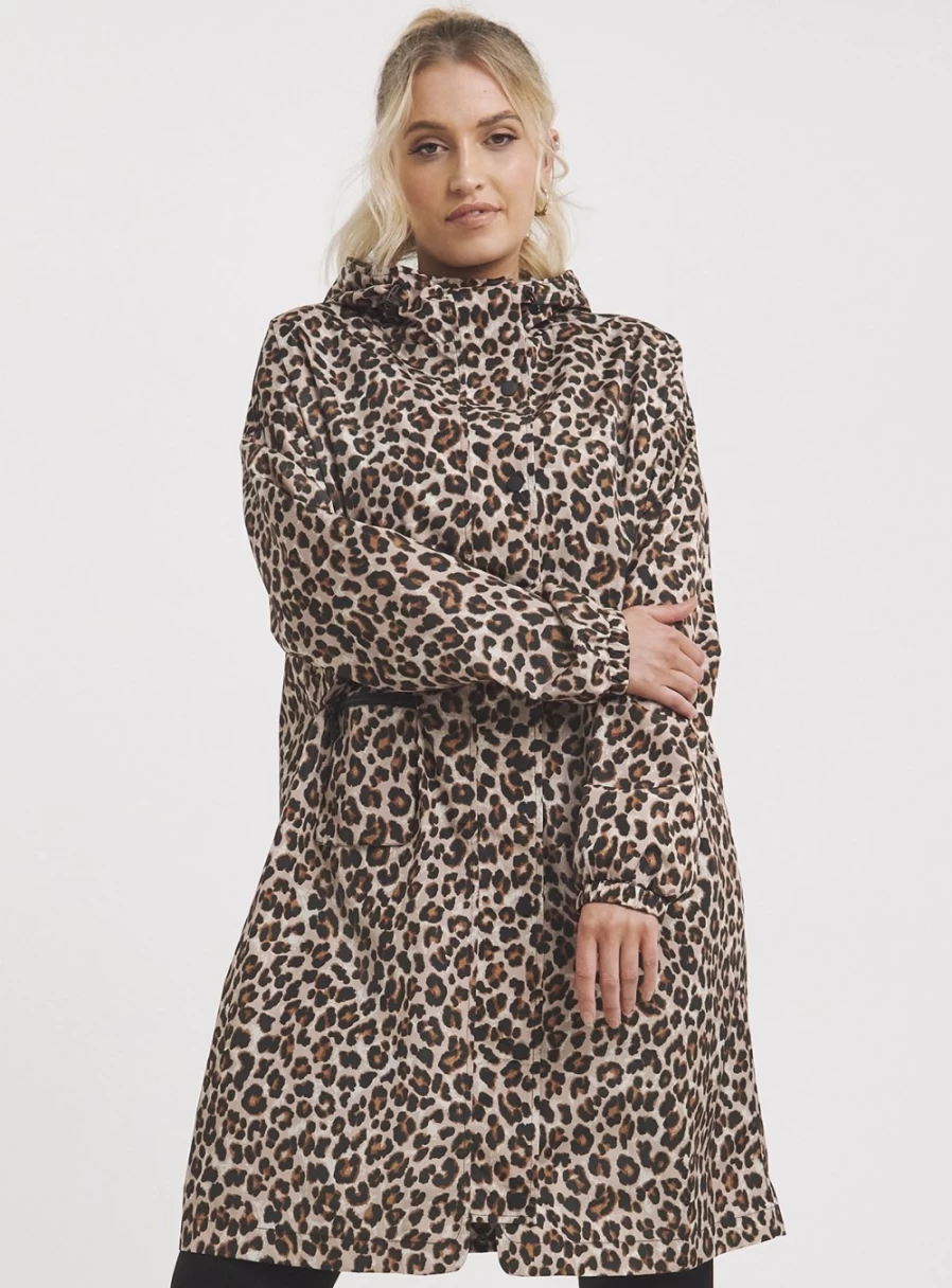 Simply Be Women's Leopard Print Lightweight Waterproof Raincoat - Size 8-10