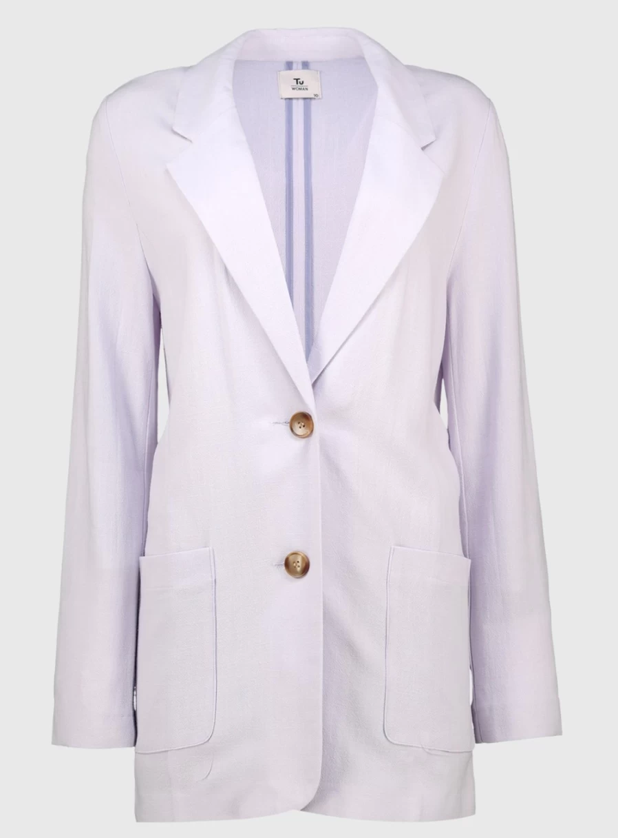 Tu Women's Lilac Linen Blend Blazer - Elegant Coordinated Jacket for Spring/Summer