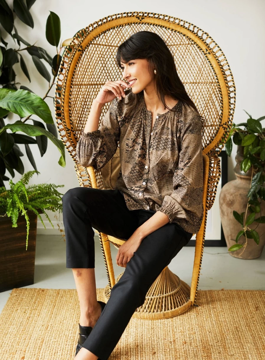 Thought Women's Carmen Lenzing Ecovero Blouse - Sustainable Viscose Top Size 14