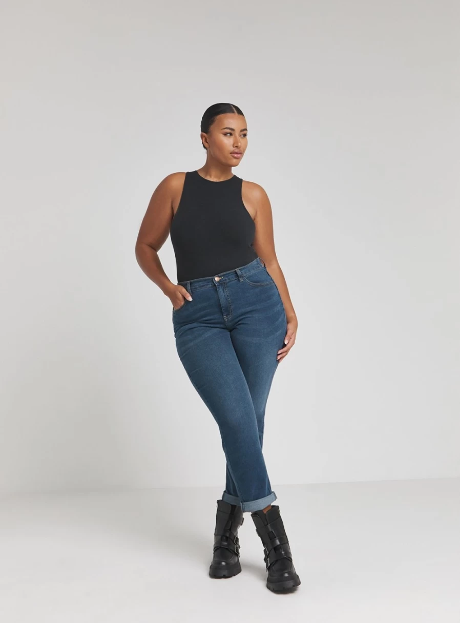 Simply Be Women's 24/7 Mid Rise Vintage Blue Boyfriend Jeans - Size 26