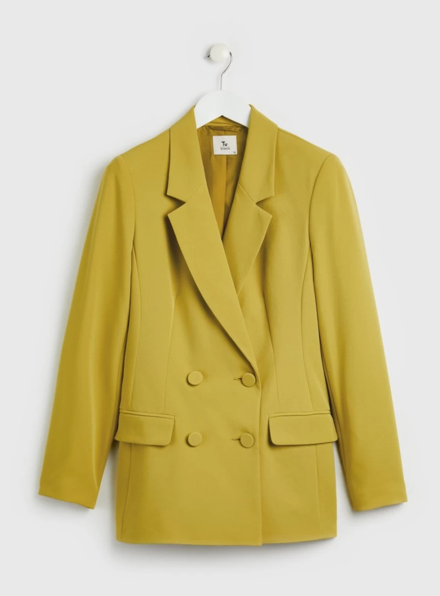 "Tu Women's Green Double Breasted Coordinated Blazer - Stylish Tailored Jacket for Women"