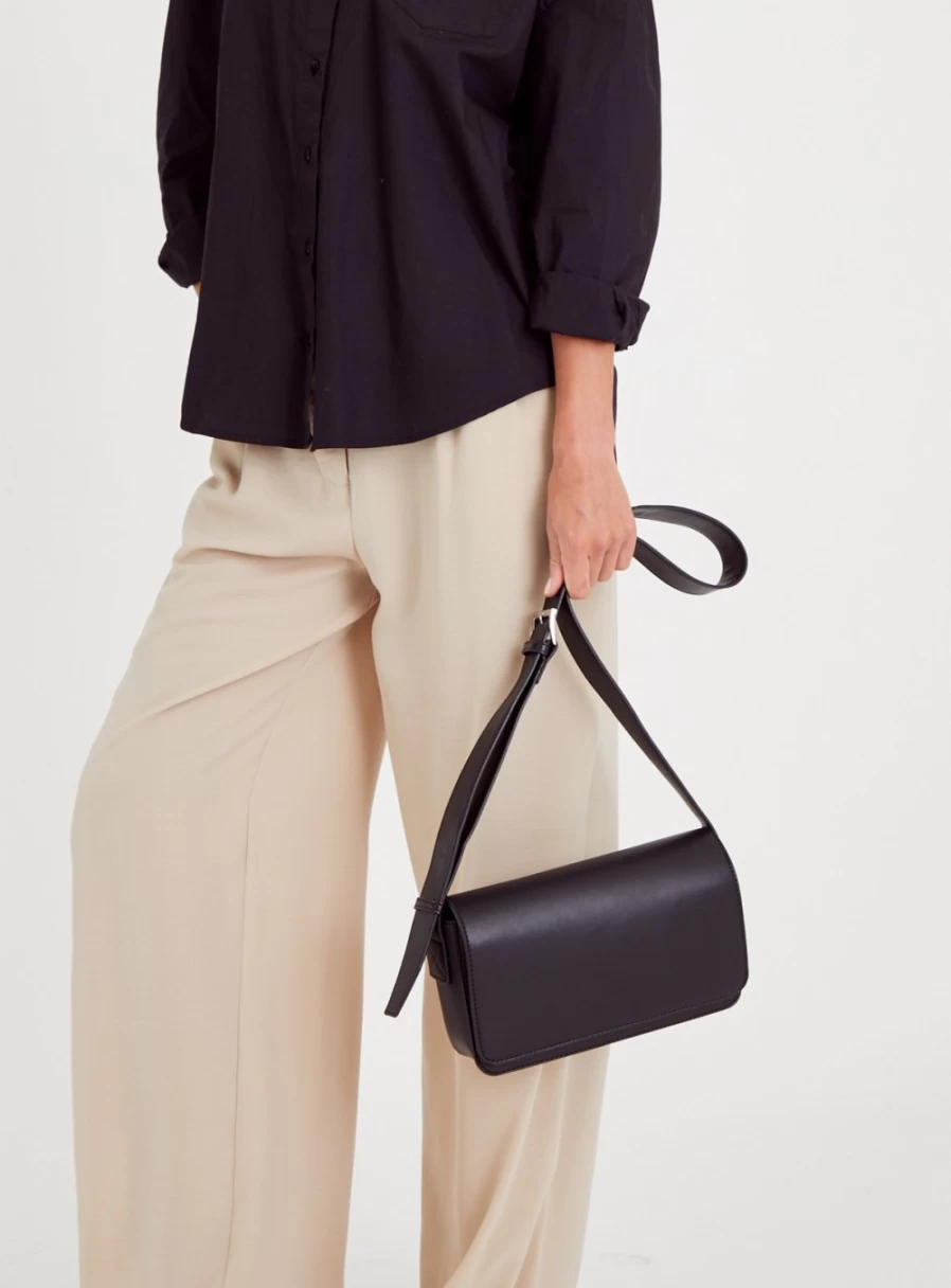 "TU Women's Black Baguette Crossbody Bag - Stylish & Compact One-Size Shoulder Purse"