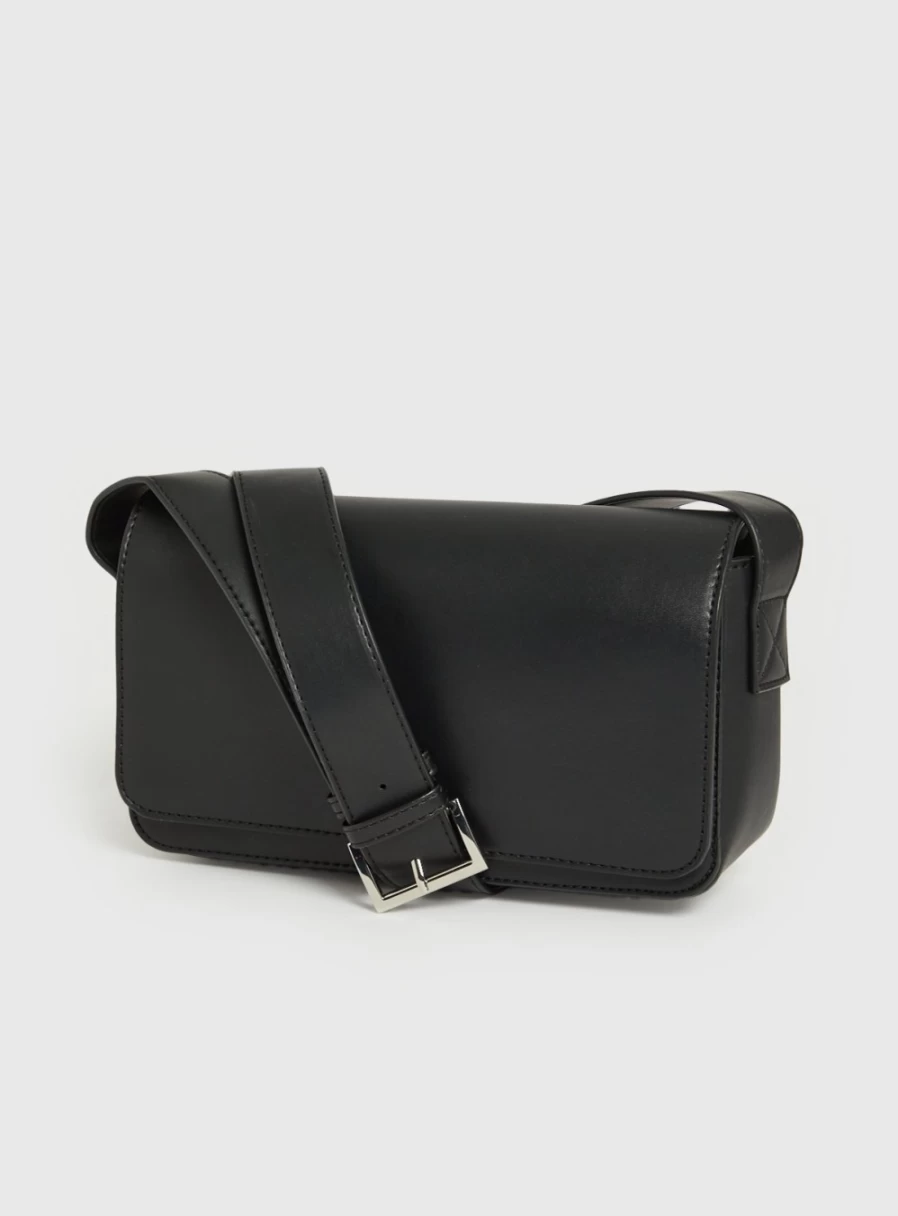 "TU Women's Black Baguette Crossbody Bag - Stylish & Compact One-Size Shoulder Purse"