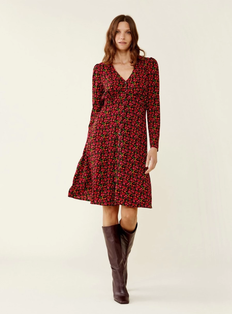 Finery Women's Paula Black Floral Dress - Size 10 | Floral Print Summer Dress