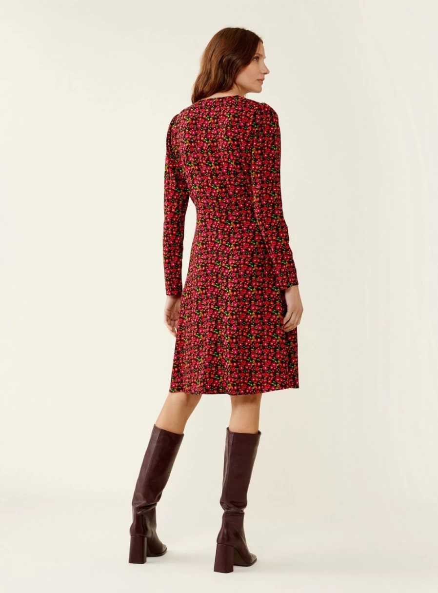 Finery Women's Paula Black Floral Dress - Size 10 | Floral Print Summer Dress