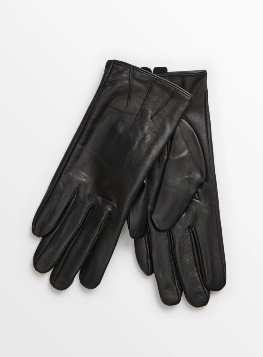 Women's Black Leather Fleece Lined Winter Gloves - Tu Brand Warm Soft Touchscreen Gloves for Cold Weather