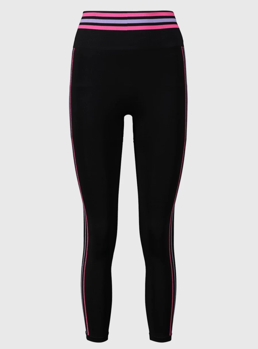 Tu Women's Active Black Neon Trim Seamless Leggings - High Waisted Yoga Pants for Workout