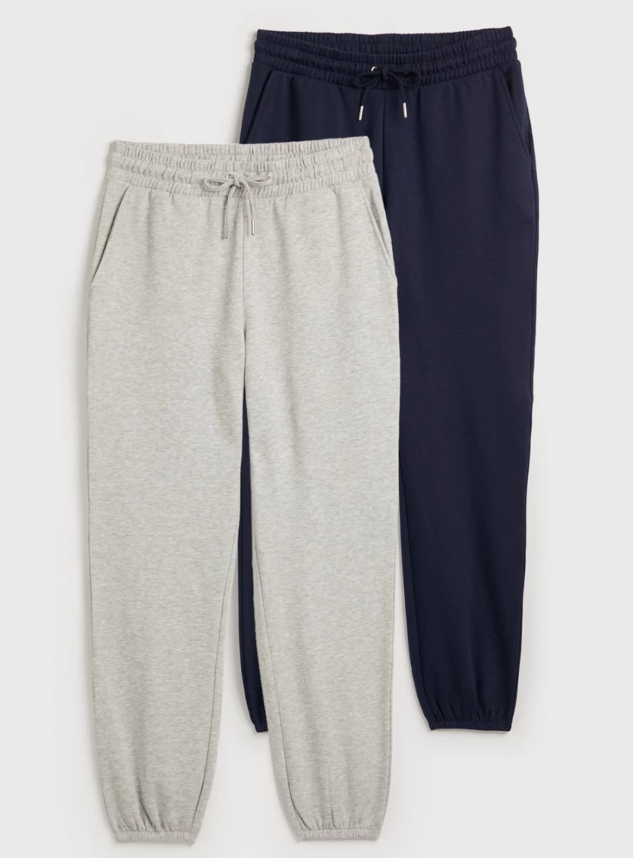 "Tu Women's Grey Marl & Navy Joggers 2-Pack - Size 12"