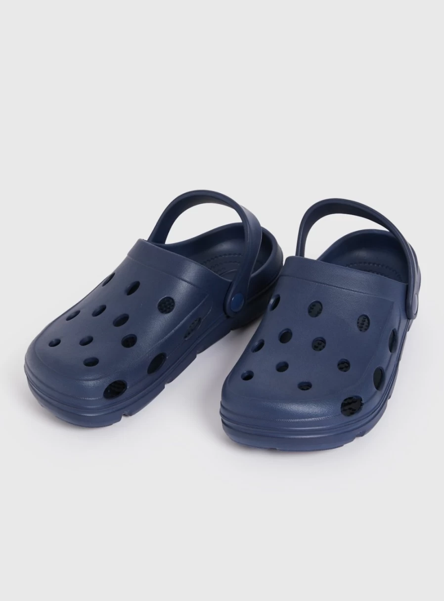 Women's Navy Blue Clogs with Adjustable Ankle Strap - Comfortable Slip-On Shoes by TU