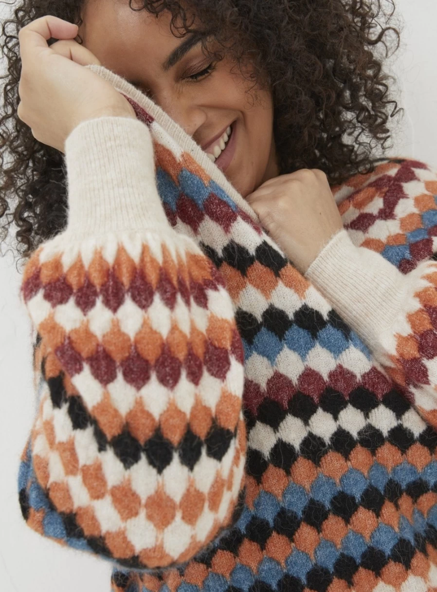 FatFace Women's Helen Pattern Crew Neck Jumper Sweater 2022