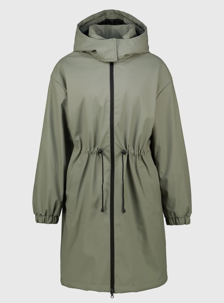 Women's Khaki Water-Resistant Raincoat by Tu - Lightweight Showerproof Trench Coat for Outdoor Activities