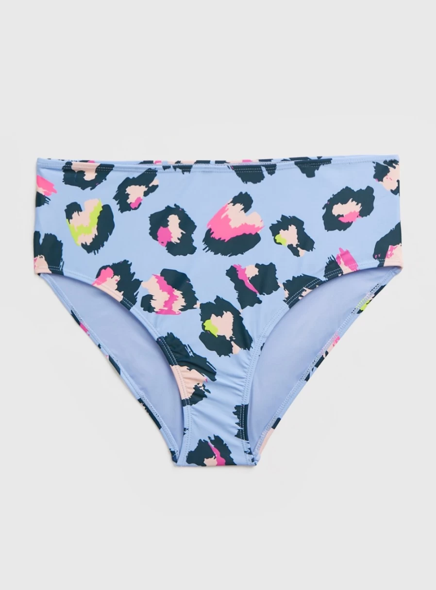 "TU Women's High Waisted Bikini Bottom - Lilac Leopard Print Family Swimwear"