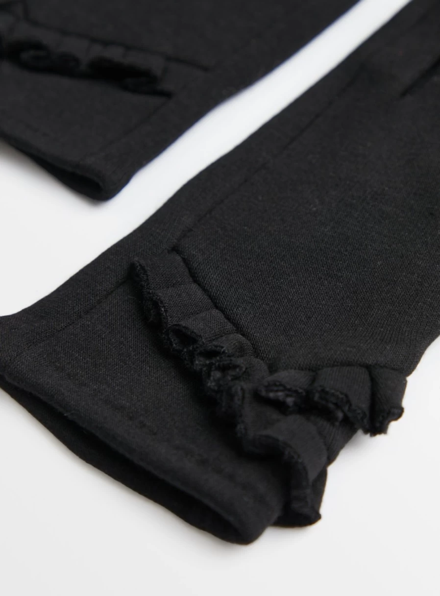 Tu Women's Black Ruffle Gloves - One Size Fashionable Handwear for Elegant Outfits