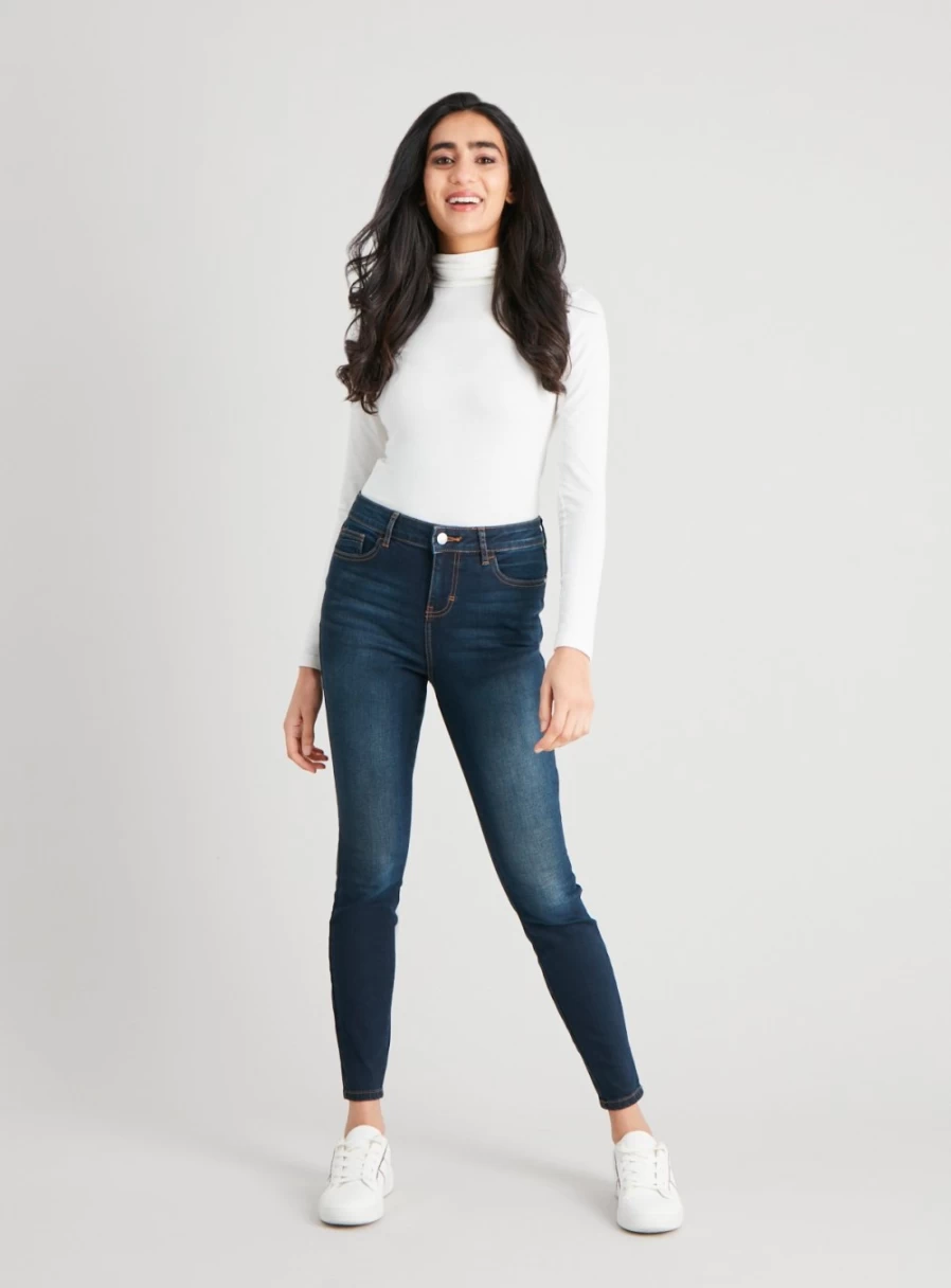 Tu Women's Dark Denim Skinny Jeans - Regular Fit, 20L Stretch Comfort